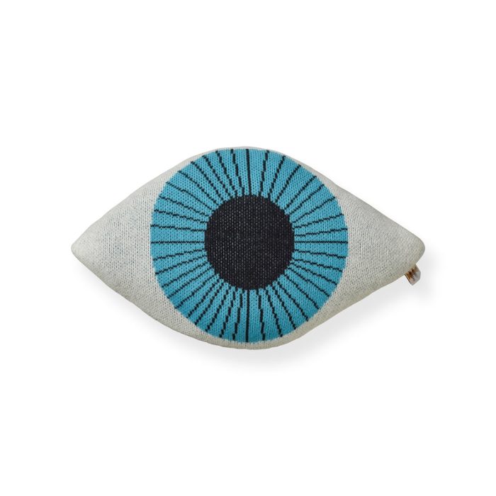 Blue Eye Lambswool Throw Pillow