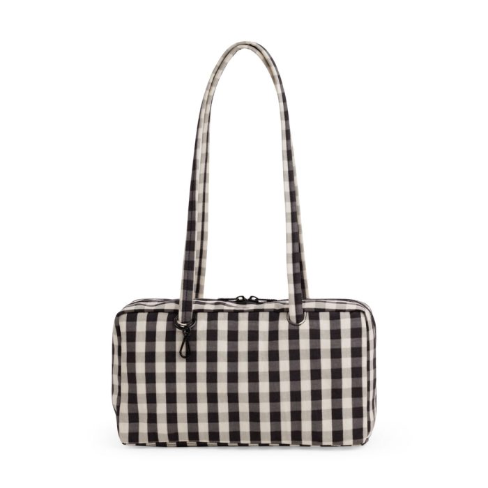 Baggu Recycled Nylon Bowler Bag – Black/ Cream Gingham
