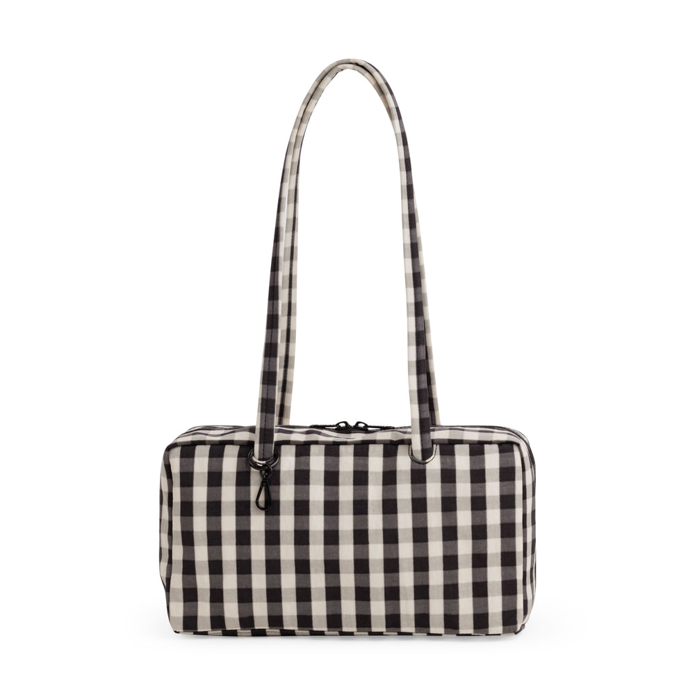 Baggu Recycled Nylon Bowler Bag – Black/ Cream Gingham