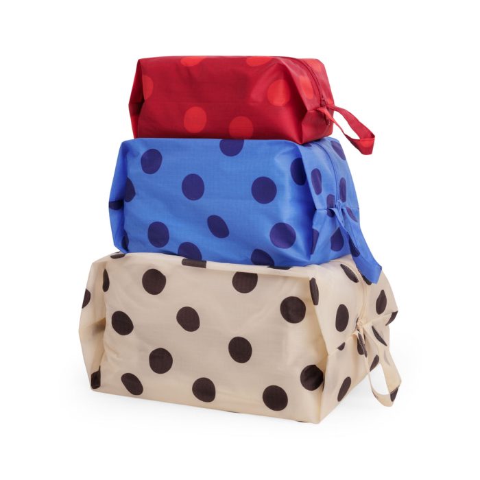 Baggu Recycled Nylon 3D Zip Pouches – Set of 3 – Polka Dot Mix
