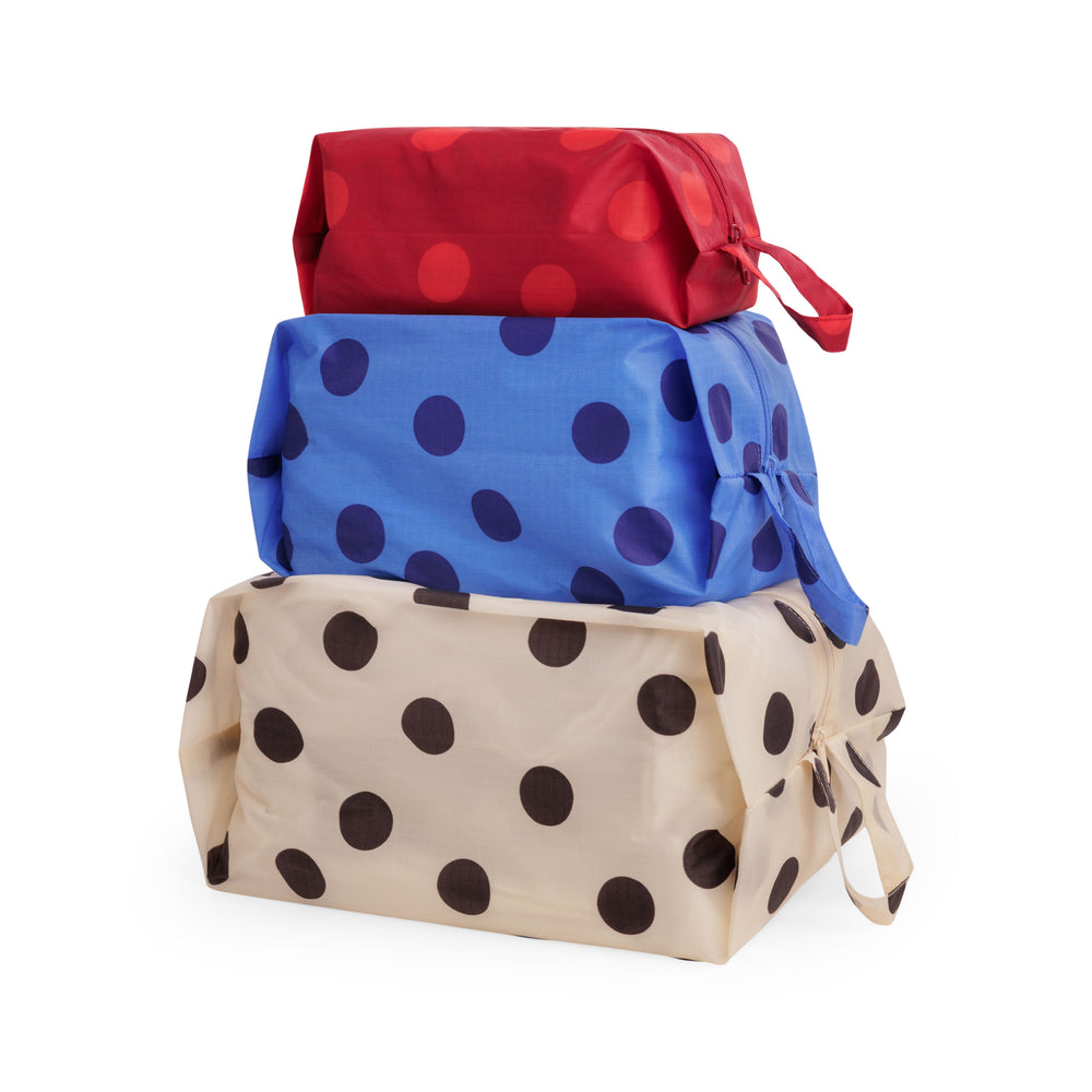Baggu Recycled Nylon 3D Zip Pouches – Set of 3 – Polka Dot Mix