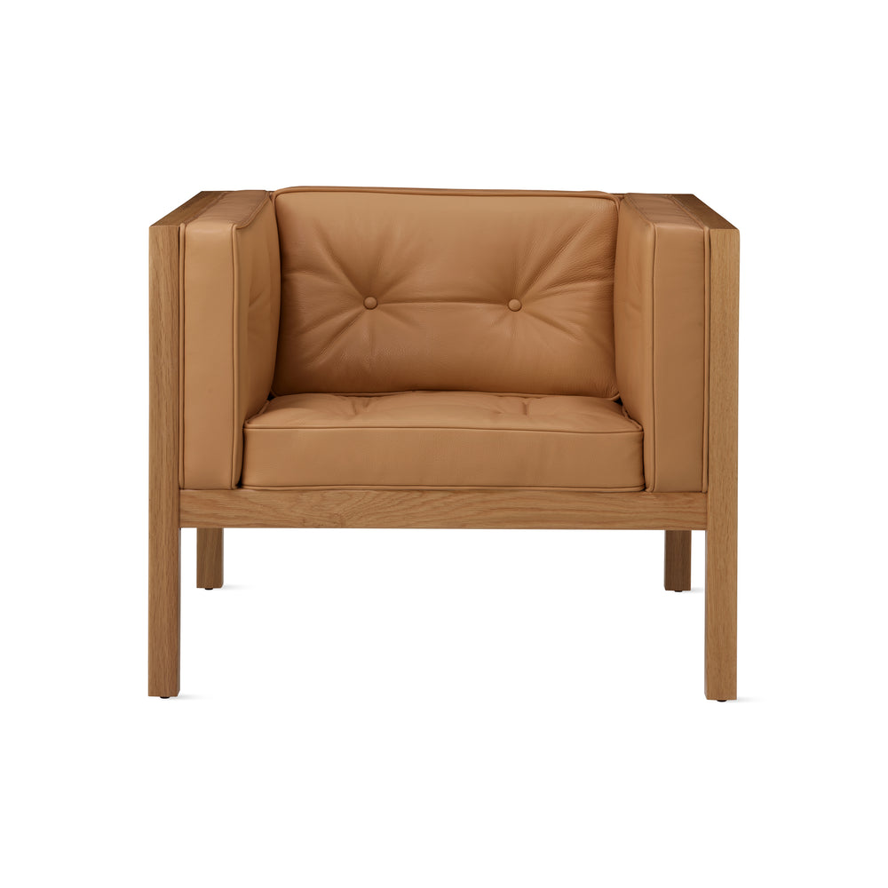 George Nelson Leather Cube Lounge Chair from Herman Miller – White Oak/ Shore Leather