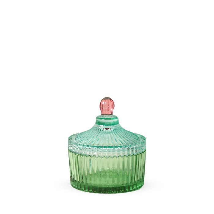 Candy Stripe Glass Storage Jar – Green/ Light Mint