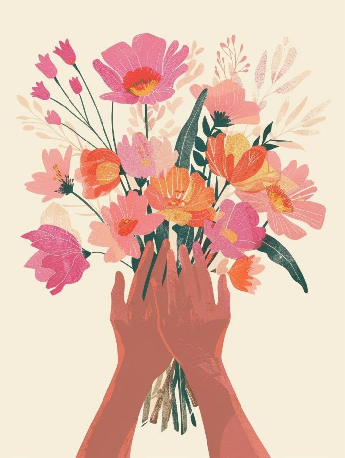 Boho Floral Bouquet in Hands