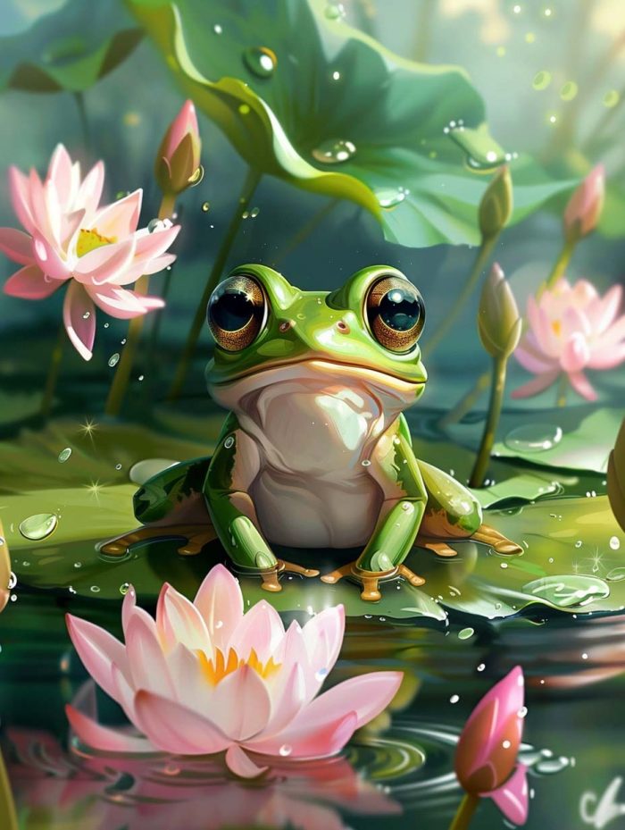 Golden Gaze Frog on Lily Pad