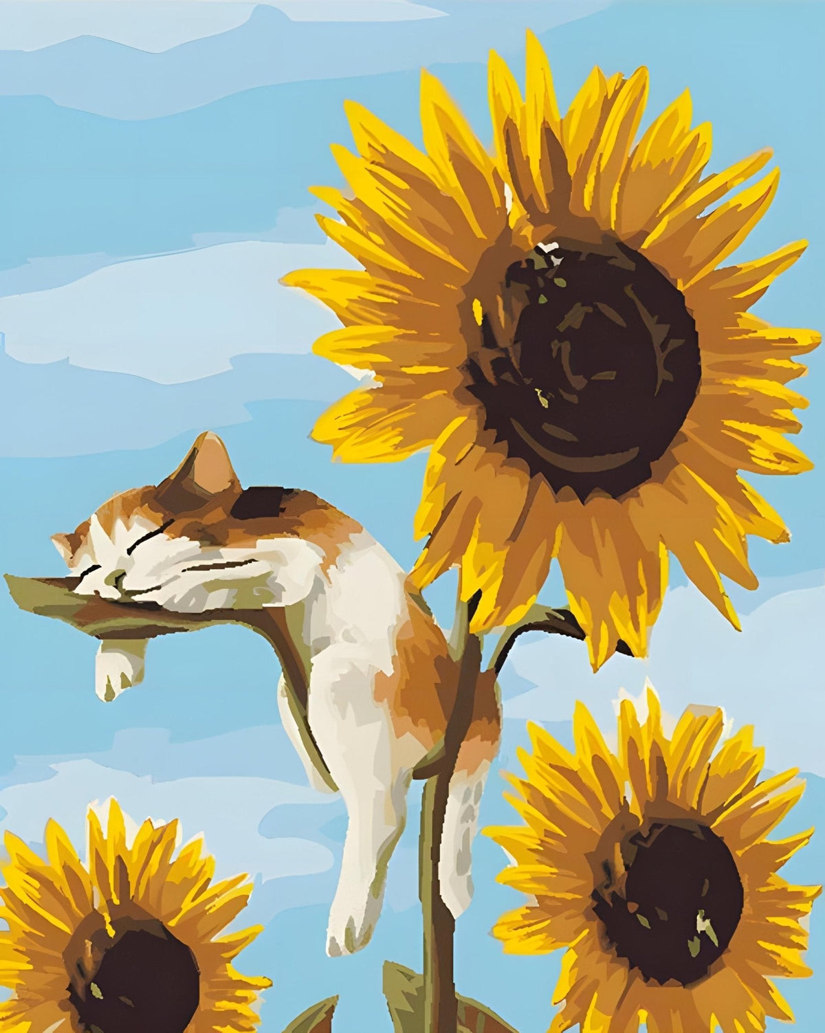 A Cat On A Sunflower
