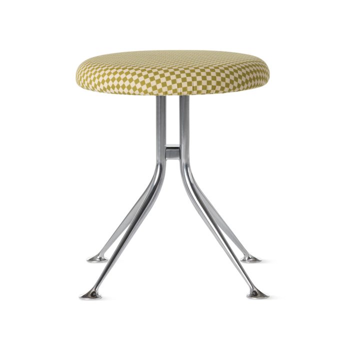 Alexander Girard Upholstered Stool from Herman Miller – Checker Emerald Light/ Ivory
