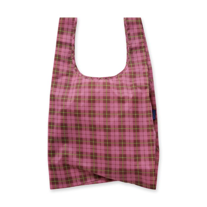 Baggu Recycled Nylon Standard Tote Bag – Azalea Pink Tartan