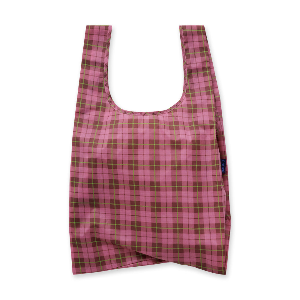 Baggu Recycled Nylon Standard Tote Bag – Azalea Pink Tartan