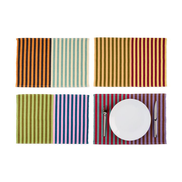 Dusen Dusen Striped Cotton Placemats – Set of 4 – Dual Stripe