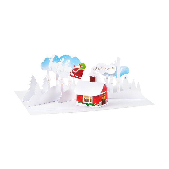 Christmas Cabin Holiday Pop-Up Cards – Set of 8