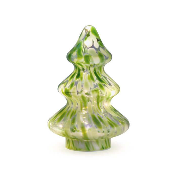 LED Lighted Marbled Glass Holiday Decor – Marbled Tree Tiered