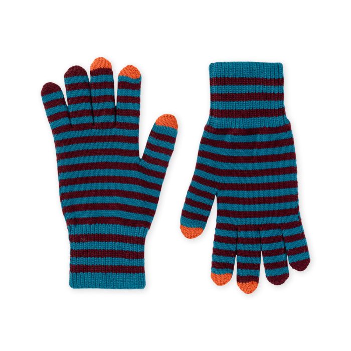 Verloop Knit Touchscreen Gloves – Striped Teal Wine Red