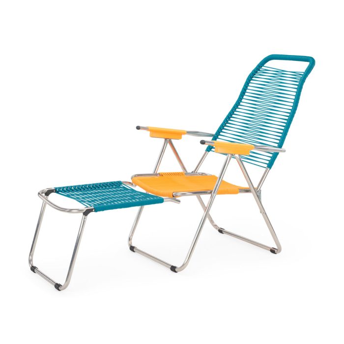 Spaghetti Outdoor Lounge Chair – Teal/ Yellow