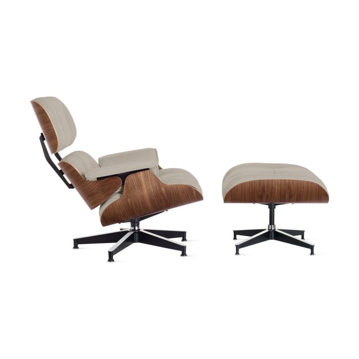Eames Lounge Chair and Ottoman from Herman Miller – Walnut/ Timbre Cream Leather