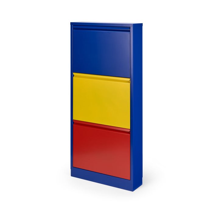 3-Drawer Shoe Rack & Storage Cabinet – Blue/ Primary