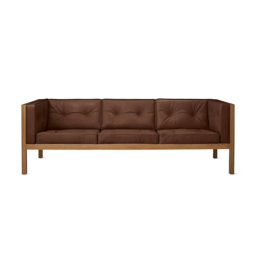 George Nelson Leather Cube Sofa from Herman Miller – White Oak/ Ledge Caramel Leather