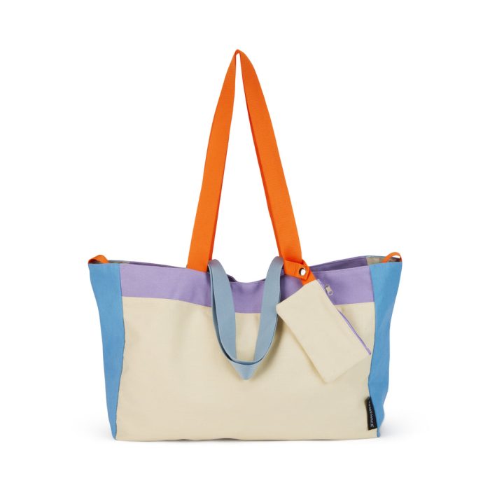 Colorful Oversized Cotton Canvas Tote Bag – Natural