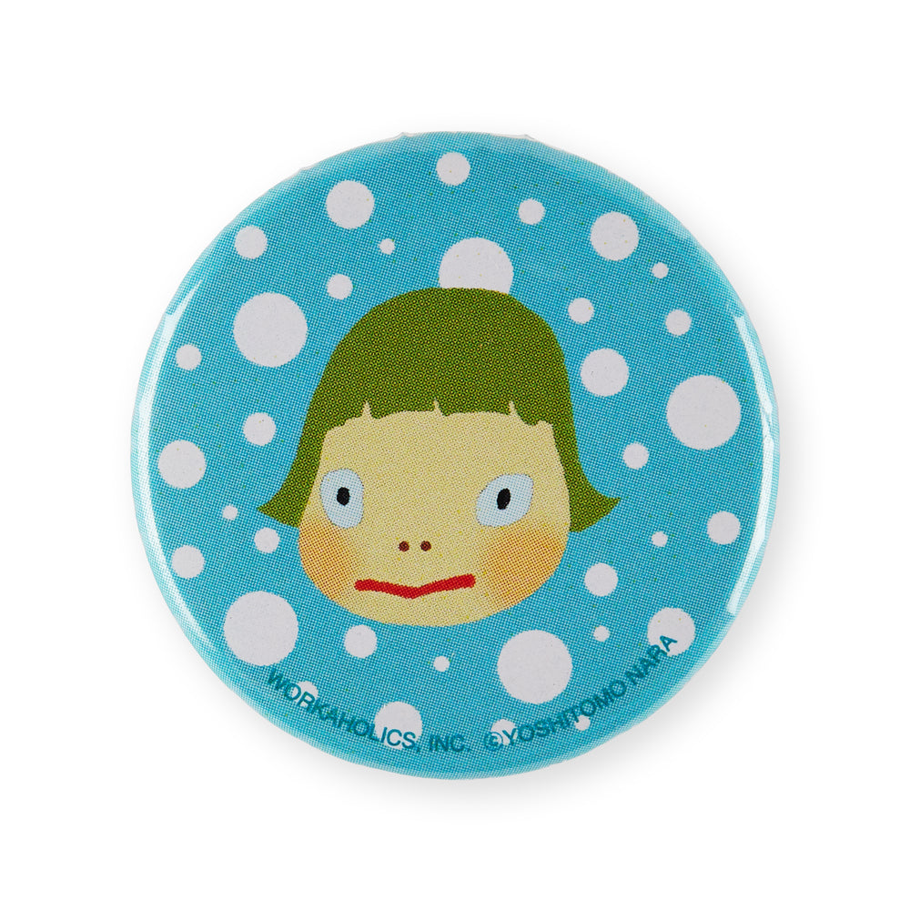 Yoshitomo Nara Metal Button Badge – Blue/ White Dots