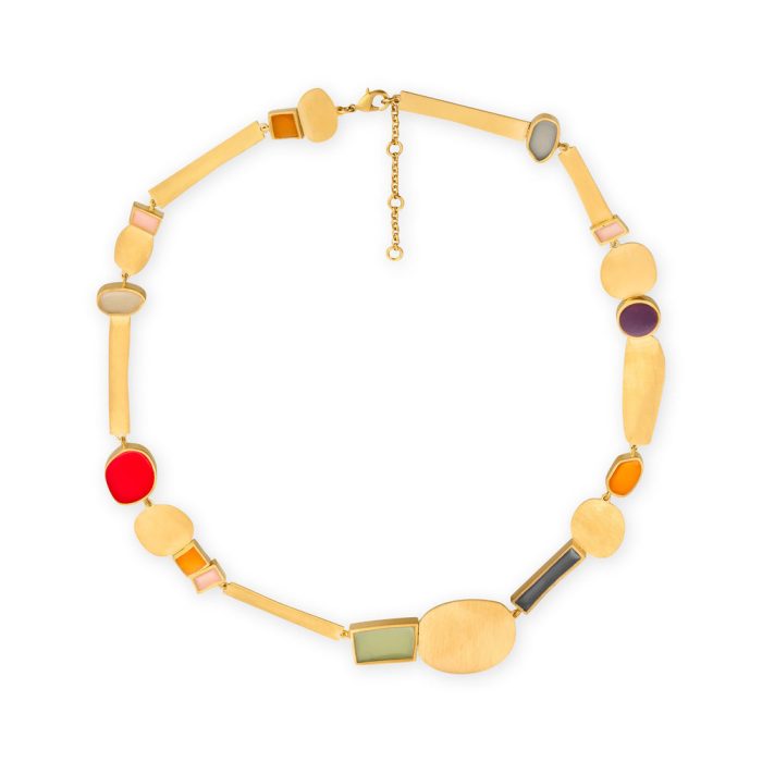 Geometric Collage Gold-Plated Collar Necklace