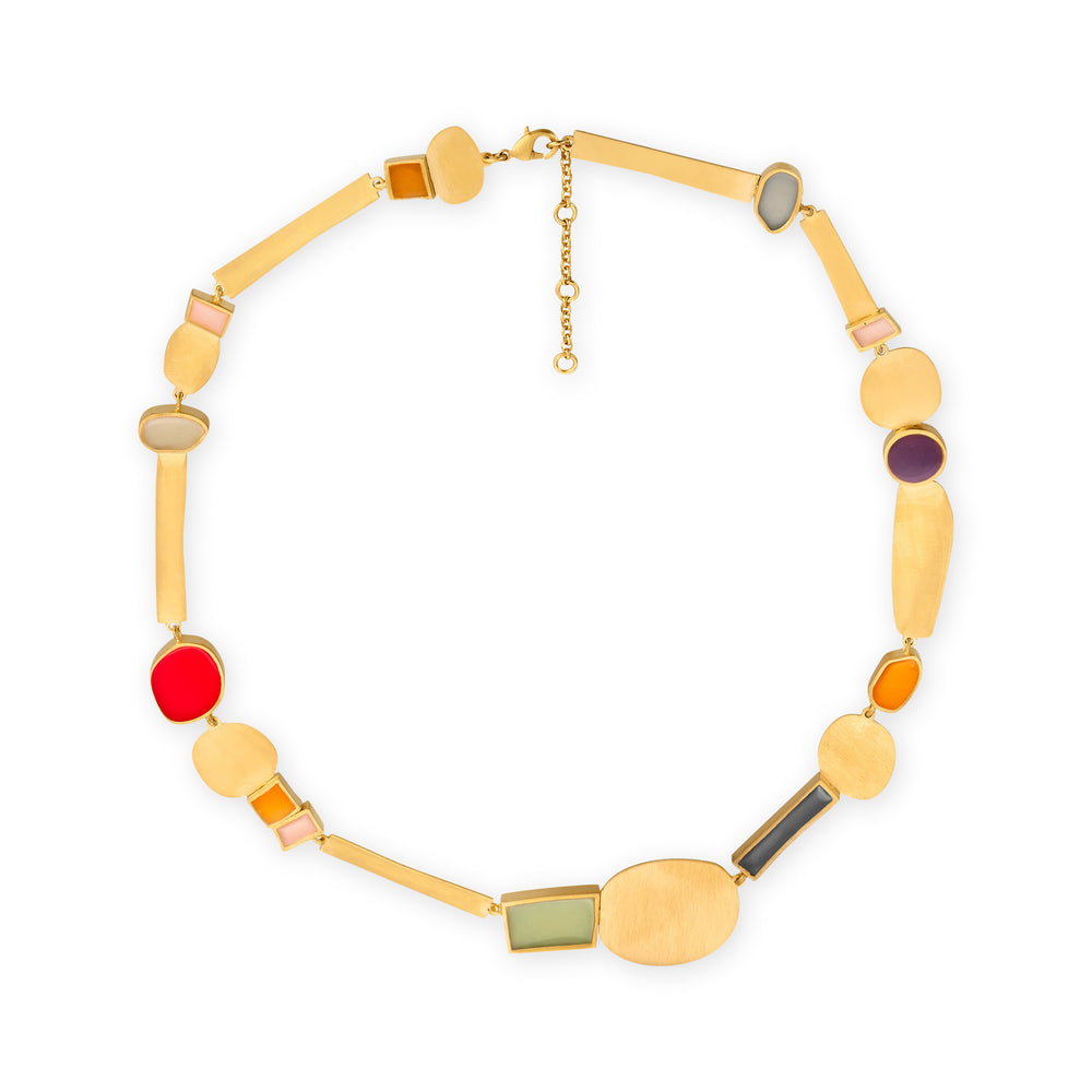 Geometric Collage Gold-Plated Collar Necklace