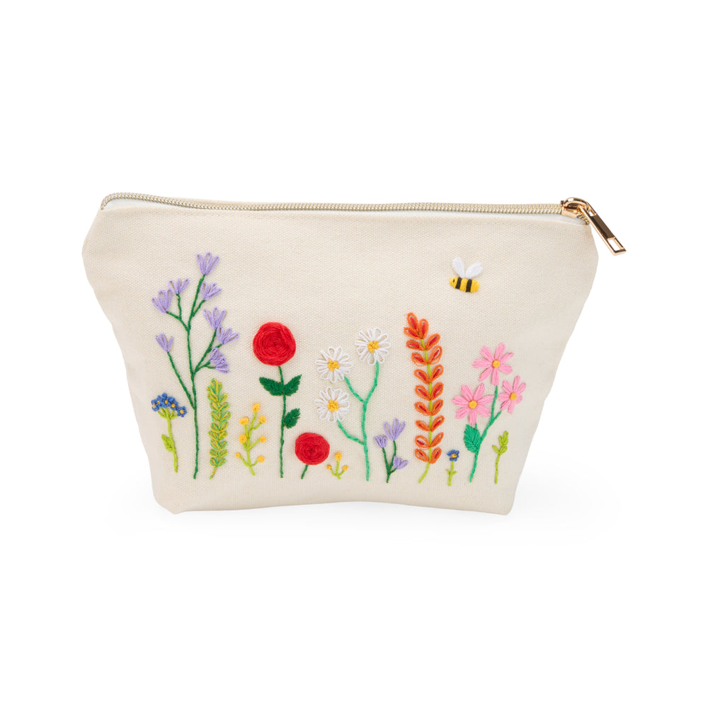 Stitch Your Flowers Zip Pouch DIY Embroidery Kit
