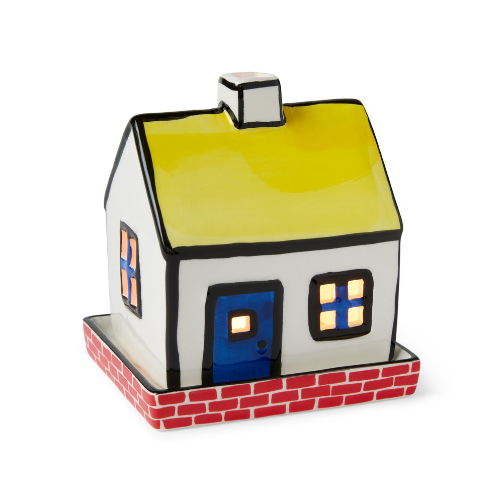House Ceramic Tea Light Holder – Yellow
