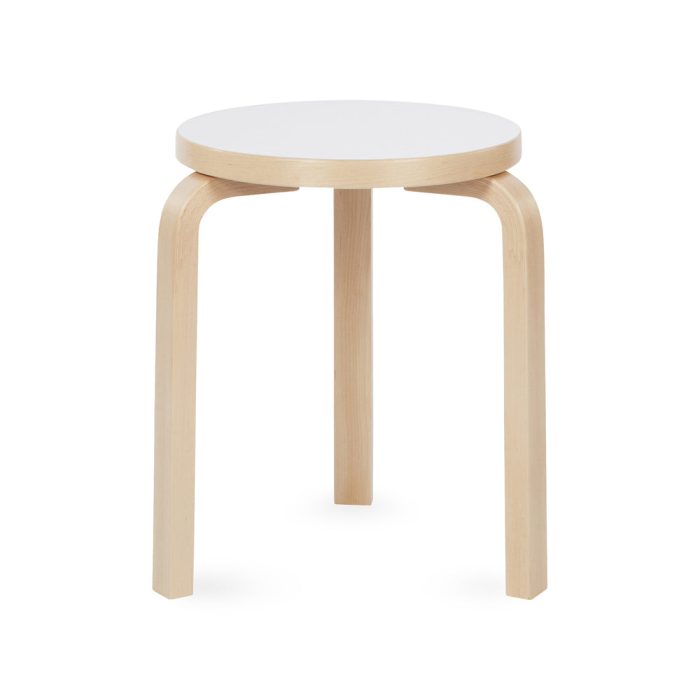 Artek Aalto Stacking Stool 60 – White/ Birch