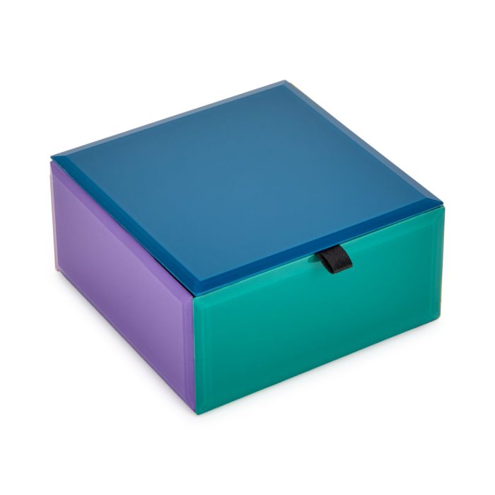 Colorblock Glass Jewelry Box – Blue Multi