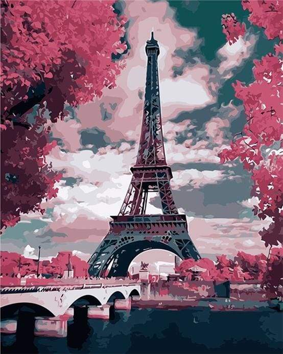 Eiffel Tower in Spring Pink Colors