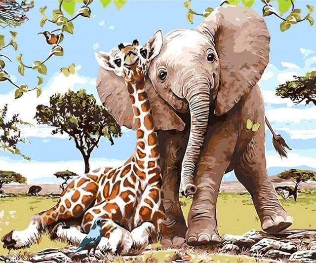 Elephant & Giraffe friends