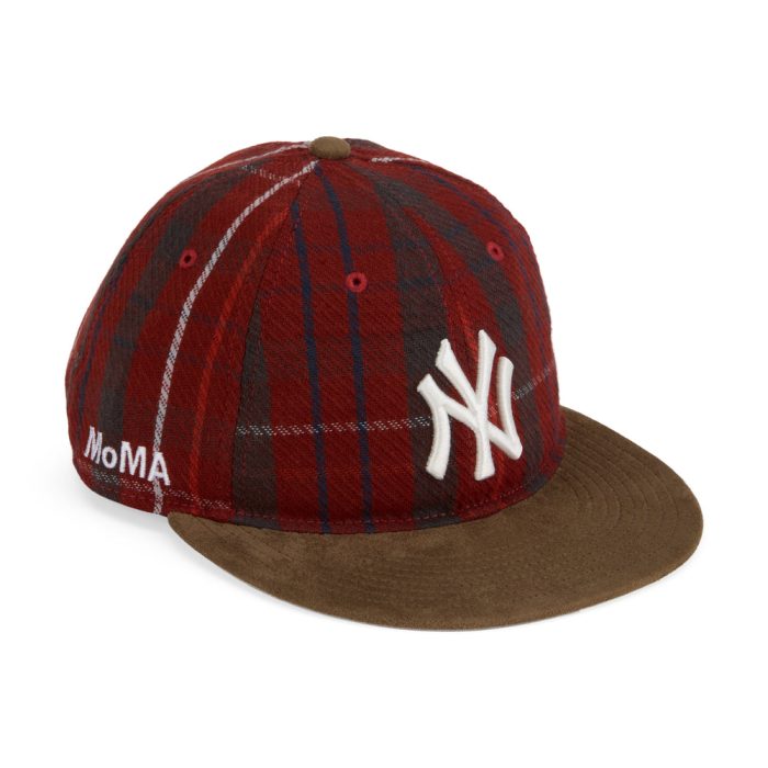 MoMA NY Yankees Adjustable Plaid Baseball Cap – Red