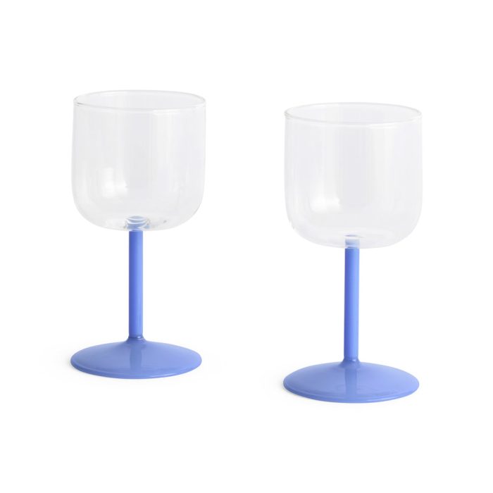 HAY Tint Wine Glasses – Set of 2 – Clear/ Jade Light Blue