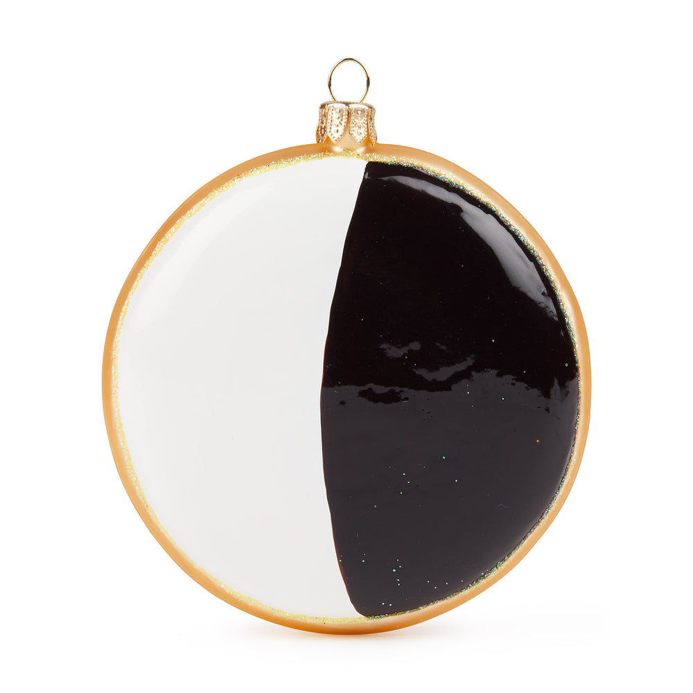 NYC Glass Holiday Ornament – Black and White Cookie
