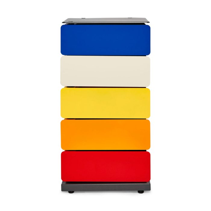 5-Drawer Pivot Cabinet – Blue/ Yellow/ Red