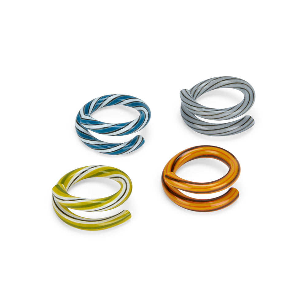 Candy Stripe Glass Napkin Rings – Set of 4