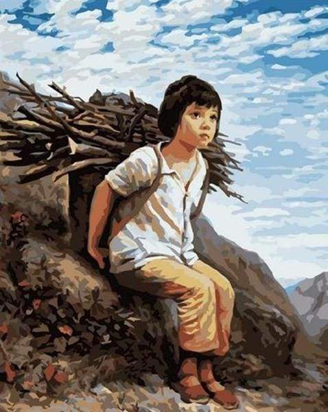 Girl collecting Firewood