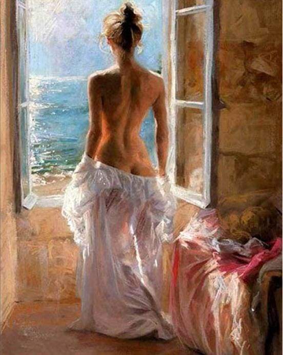 Naked woman and Sun