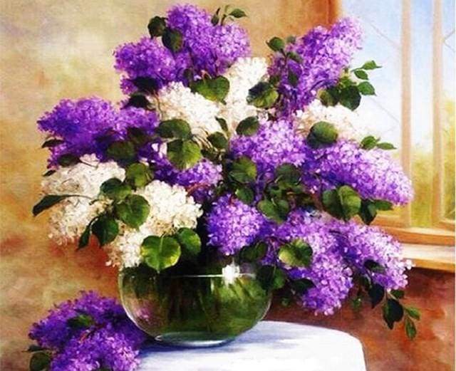 Purple Vase with Flowers