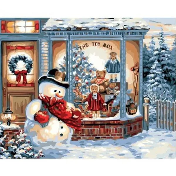 Snowman In Front Of House